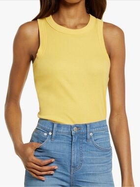 Madewell Yellow Ribbed Crewneck Tank